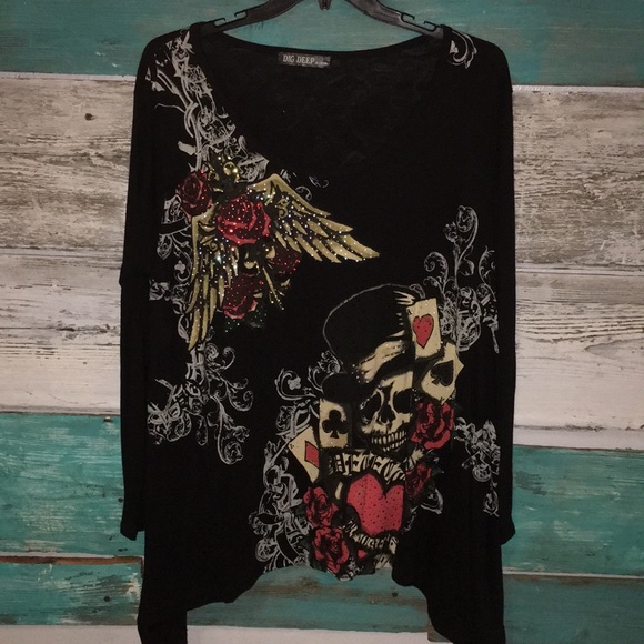 2x Dig Deep - Black- blouse - Picture 1 of 5